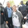  ?? ROBERT SCHEER, USA TODAY NETWORK ?? Norma McCorvey is arrested amid a 2009 protest at Notre Dame, where President Obama was speaking to students.