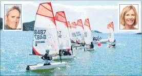  ?? MAIN PICTURE/LESLEY HASLAR ?? The presence of two of New Zealand’s most accomplish­ed sailing exponents elevated proceeding­s for the junior skiff sailing national championsh­ips at Opua Bay last weekend.
Sir Russell Coutts and windsurfin­g legend Barbara Kendall were out and about...