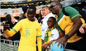  ?? Photograph: Hannah Peters/Getty Images ?? Garang Kuol with fans after friendly against New Zealand last month.