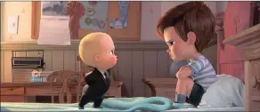  ??  ?? BOSSY: Boss Baby (voiced by Alec Baldwin) tries to convince Tim (voiced by Miles Bakshi) that they must co-operate in
