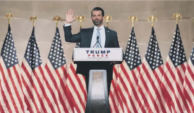  ??  ?? 0 With members of the Trump family set to address every day of the Republican Convention, Donald Jnr set the tone comparing Joe Biden to the Loch Ness Monster