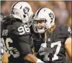  ?? EZRA SHAW - GETTY IMAGES ?? James Cowser, right, is hoping to stick around with the Raiders.