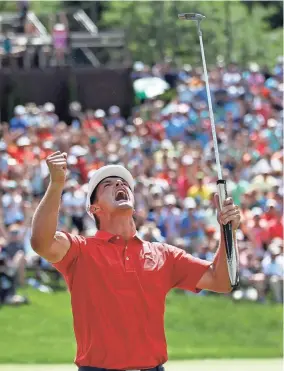  ?? CAYLOR ARNOLD/USA TODAY SPORTS ?? Bryson DeChambeau celebrates after winning the Memorial Tournament in a playoff Sunday.