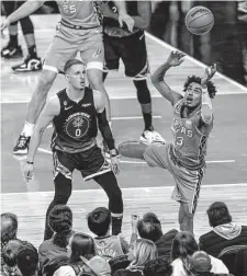  ?? William Luther/Staff photograph­er ?? Spurs point guard Tre Jones is mostly known as a playmaker, but over his past five games he’s averaging 20.8 points.