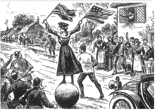  ?? ?? ABOVE: Florence waving her flags, from the Illustrate­d Police News, 23 June 1903.