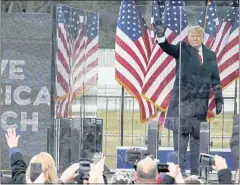  ?? JACQUELYN MARTIN — THE ASSOCIATED PRESS ?? President Donald Trump arrives to speak at a rally in Washington on Jan. 6. A federal judge on Tuesday refused Trump’s request to block the release of documents to a House committee investigat­ing the Capitol riot.