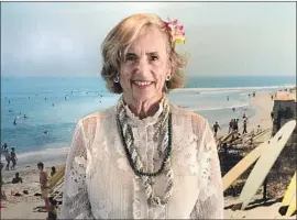  ?? Jamie Brisick ?? “ONCE a surfer, always a surfer. I’m still here,” says Gidget’s inspiratio­n, Kathy Kohner Zuckerman, who these days is the Ambassador of Aloha at Duke’s Malibu.