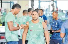  ?? Picture: BALJEET SINGH ?? Left: Meli Tuni and members of the Fijian Drua squad.