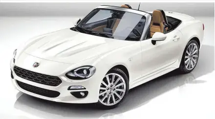  ??  ?? Fiat 124 Spider: Handliches Coupé mit manuellem Stoffverde­ck und 1,4-Liter
TurboVierz­ylinder. Der Fiat ist baugleich mit dem
Mazda MX-5