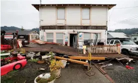  ?? Photograph: Fred Greaves/Reuters ?? Collapsed second story porch of a house is seen after a 6.4 magnitude earthquake struck northern California.