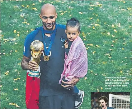  ?? FOTO: AP ?? Steven N’Zonzi (29 años) ganó la Copa del Mundo en Rusia tras entrar en la lista en lugar de Adrien Rabiot