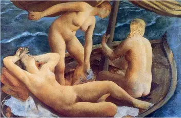  ??  ?? Ubaldo Oppi (1889 – 1942),
L’adriatico (1926, olio su cartone, particolar­e), Vicenza, Accademia Olimpica