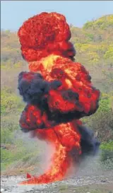  ??  ?? A fireball from explosives rises during the Cobra Gold Us-thailand joint military exercise on Hat Yao beach in Chonburi province, eastern Thailand, on Saturday.