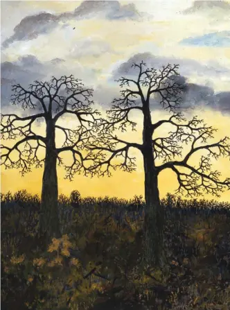  ??  ?? Two Oaks, Polstead (1994) from A Suffolk Eye – Harry Hambling Paintings by Maggi Hambling and Jamie Gilham, Lux Books, Suffolk, £20