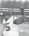  ?? Brett Coomer / Houston Chronicle ?? Vince Wilfork waves to fans after the Texans’ playoff loss at New England on Jan. 14. The five-time Pro Bowler appears to be in no hurry to announce his retirement.