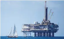  ??  ?? File photo shows an offshore oil platform in Huntington Beach, California, USA.