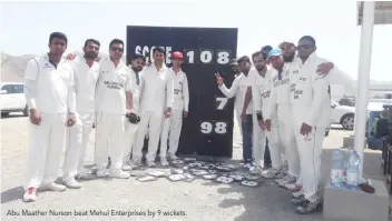  ??  ?? Abu Maather Nurson beat Mehul Enterprise­s by 9 wickets.