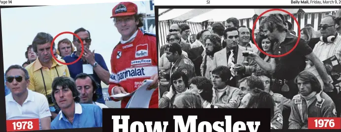  ??  ?? 1976 Whites only: Max (circled) at Grand Prix meetings in apartheid South Africa 1978