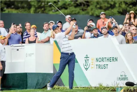  ?? — USA Today Sports ?? Jordan Spieth drives off the tee box on the 14th hole during the second round of The Northern Trust at Glen Oaks Club.