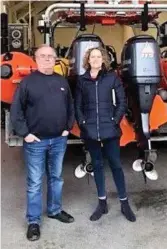  ??  ?? Cllr Sinead Maguire with Willie Murphy (Lifeboat Operations Manager) at the RNLI station in Rosses Point.