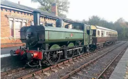  ?? BATTLEFIEL­D LINE ?? GWR pannier No. 6412, visiting from the South Devon Railway, at Shenton station on October 24, 2018.