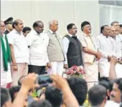  ?? ARIJIT SEN/HT PHOTO ?? The new cabinet ministers of Karnataka after the swearingin ceremony in Bengaluru on Wednesday.