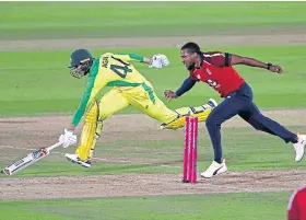  ?? Picture: PA. ?? Chris Jordan runs out Australia’s Ashton Agar.