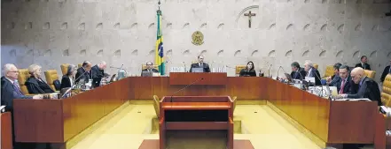  ?? DIDA SAMPAIO/ESTADÃO ?? Plenário. Ministros do STF, durante julgamento que decidiu que condenados só podem cumprir pena após o fim dos recursos