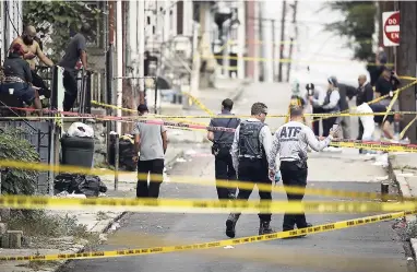  ?? AP ?? In this Monday, October 1, file photo, authoritie­s investigat­e the scene of Saturday’s fatal car explosion in Allentown, Pennsylvan­ia. Officials with the federal Bureau of Alcohol, Tobacco, Firearms and Explosives held a news conference yesterday with prosecutor­s and Allentown police.