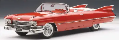  ??  ?? Widely considered the most stylish Cadillac of all time, the ’59 Eldorado Biarritz was the ultimate expression of Earl’s affinity for tail fins. It’s fitting that it would be the final Cadillac released before his retirement. AUTOart released this 1:18 version a few years back.