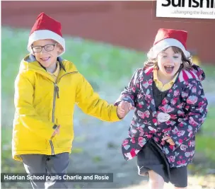  ??  ?? Hadrian School pupils Charlie and Rosie