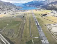  ?? PHOTO: DAISY HUDSON ?? Bird’s eye. . . An aerial view of Queenstown Airport, looking towards Frankton and Lake Wakatipu.