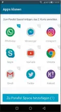  ??  ?? Mit der App „Parallel Spaces“lassen sich Apps des Smartphone­s dupliziere­n und damit zweifach nutzen.