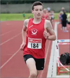  ??  ?? Cormac Canning ran a great last lap to claim the bronze medal at the Leinster Junior Indoor Track Championsh­ips.