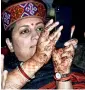  ?? PTI ?? Union Textile Minister Smriti Irani at Indian Coffee House in Shimla on Thursday. —