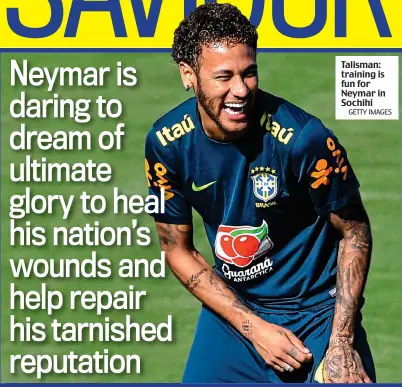  ?? GETTY IMAGES ?? Talisman: training is fun for Neymar in Sochihi