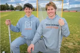 ?? KARL MERTON FERRON/BALTIMORE SUN ?? The Millon brothers, McCabe, right, and Brendan are excited for the opportunit­y to play a full season side by side for McDonogh boys lacrosse.