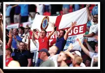  ??  ?? Football fever...fans go wild in Croydon, top; England supporters at Wembley, above; Wayne Rooney, wife Coleen and sons were among those at stadium, below