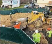  ?? SUBMITTED PHOTO ?? Sunoco Mariner East 2 Pipeline workers filling in sinkholes in West Whiteland.