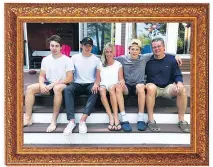  ?? — PHOTOS COURTESY OF THE HUGHES FAMILY ?? Clockwise from top: The Hughes family (from left, Jack, Ellen, Quinn, Jim and Luke) gathers in Dallas where Quinn was drafted by the Vancouver Canucks in 2018; the young, hockey-mad Hughes brothers pose at an outdoor Toronto rink; when he first arrived in Toronto, Leafs forward William Nylander, pictured here with wee Jack, lived with the Hughes family; the close-knit clan spending some quality family time together at the cottage; and the brothers smile while decked out in their spiffy Toronto Marlboros uniforms.