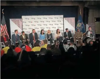  ?? DIGITAL FIRST MEDIA FILE PHOTO ?? Democratic candidates for the 5th District seat in Congress sit on recent candidate forum held at Xfiniti Live in South Philadelph­ia. the stage during a