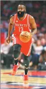  ?? AFP ?? James Harden of the Houston Rockets dribbles upcourt against the LA Clippers on Monday.