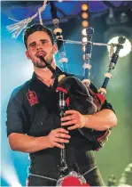  ??  ?? Dougie McCance from Red Hot Chilli Pipers in the TMF Big Top at TMF.