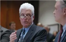  ?? ANGELA ROWLINGS / HERALD STAFF ?? ‘AGED, LAND-LOCKED’: Mass. Convention Center Authority Executive Director David Gibbons tells the legislatur­e Monday that the top-dollar sale of the Hynes Convention Center in the Back Bay, right, is needed for improvemen­ts to the Boston Convention & Exposition Center in the Seaport.