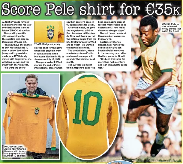  ?? ?? TEAM: Badge on jersey
ICONIC: Pele in short-sleeved jersey during last match for Brazil