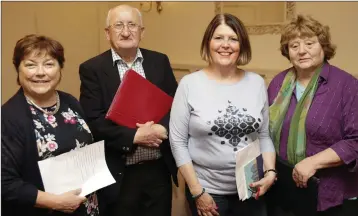  ??  ?? Olwen Dixon, Conor Dorcey, Therese O’Connor and Maria Hyland Casey from the Little Bray Writers group at the readings at the Royal Hotel on Saturday night.