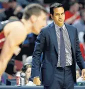  ?? NAM Y. HUH/AP ?? Heat coach Erik Spoelstra says center Hassan Whiteside “brought a great presence” Saturday against the Bulls.