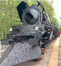  ??  ?? Right: The continenta­l-style 4-8-2 locomotive, which was built for the multi-million-dollar movie Murder On The Orient Express, awaits the first visitors to its new home at Bassenthwa­ite Lake station. PETER ROOKE