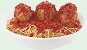  ??  ?? Buca di Beppo’s best-selling spaghetti with half-pound meatballs in homemade marinara sauce