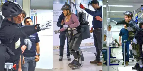  ??  ?? Un exosquelet­te intuitif permet à des paraplégiq­ues de marcher.